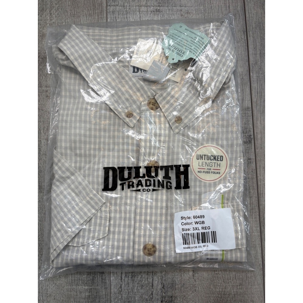 Duluth Men's Whitecap Gray Grid Check Relaxed Fit Shirt NWT 3XL - Picture 7 of 8